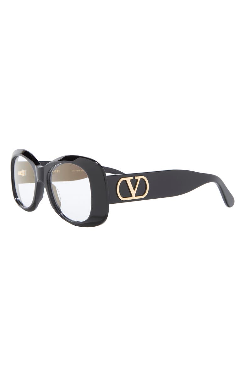 Valentino 46mm Oval Optical Glasses, Alternate, color, Black Black Transparent