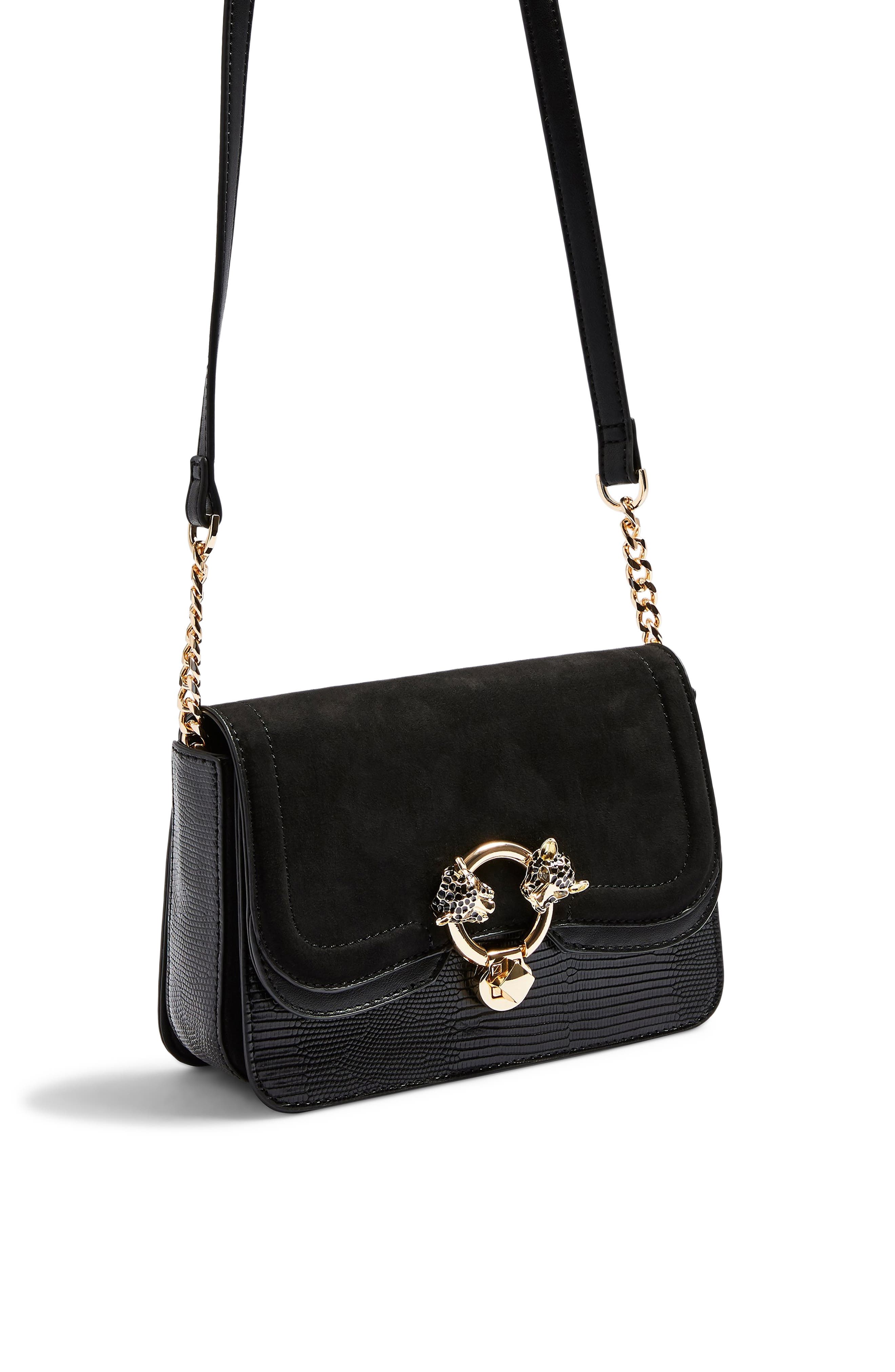 Topshop Double Panther Crossbody Bag, Alternate, color, 