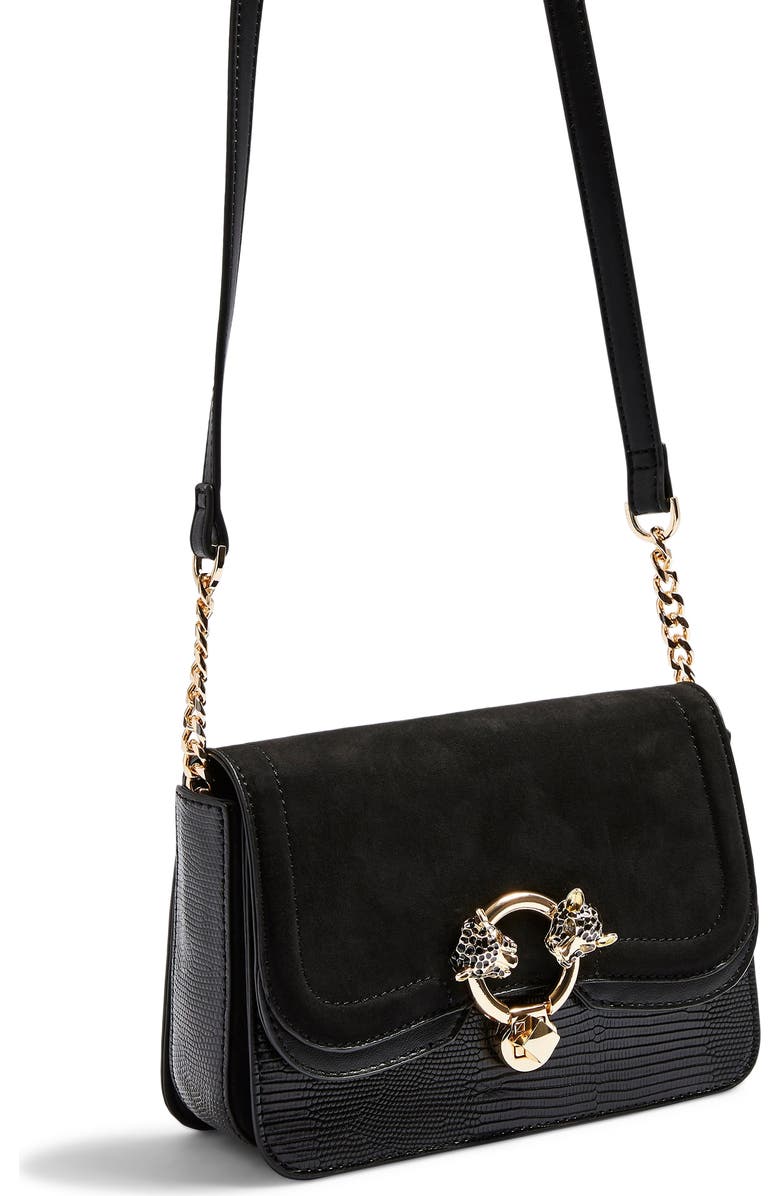 Topshop Double Panther Crossbody Bag, Alternate, color,