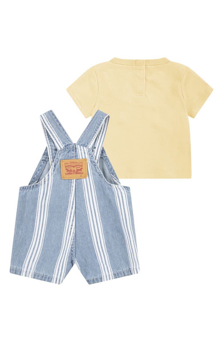 Levi's Striped Shortalls & T-Shirt Set, Alternate, color, Blue Sail
