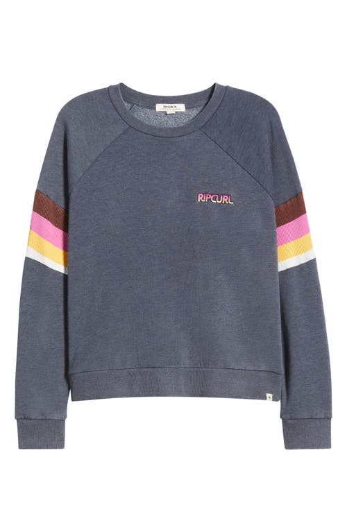 Rip Curl Las Dalias Cotton Blend Fleece Raglan Sweatshirt In Navy