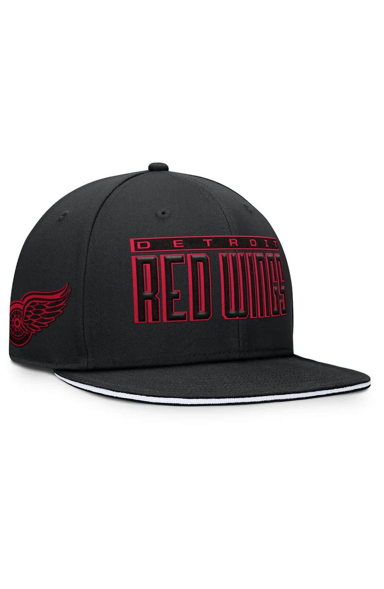 FANATICS Men's Fanatics Black Detroit Red Wings Fundamental Gino Stack Snapback Hat, Alternate, color, Black