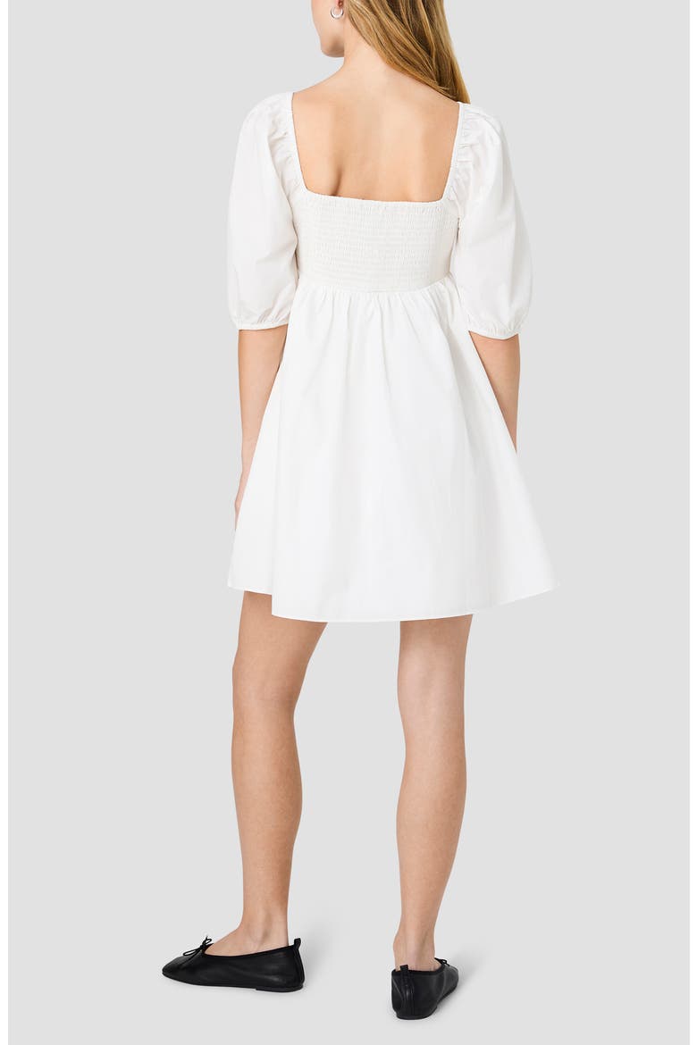 Cambria Puff Shoulder Cotton Minidress, Alternate, color, SUMMER WHITE