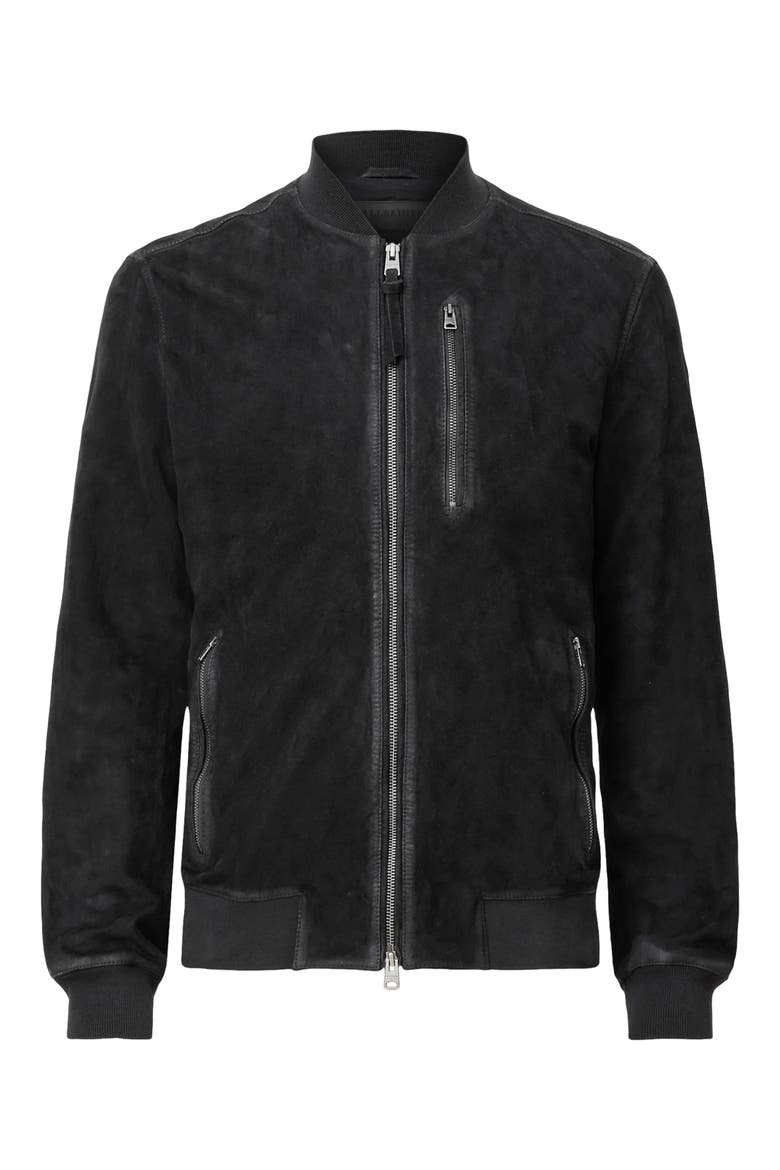 Kemble Suede Bomber Jacket, Alternate, color, BLACK