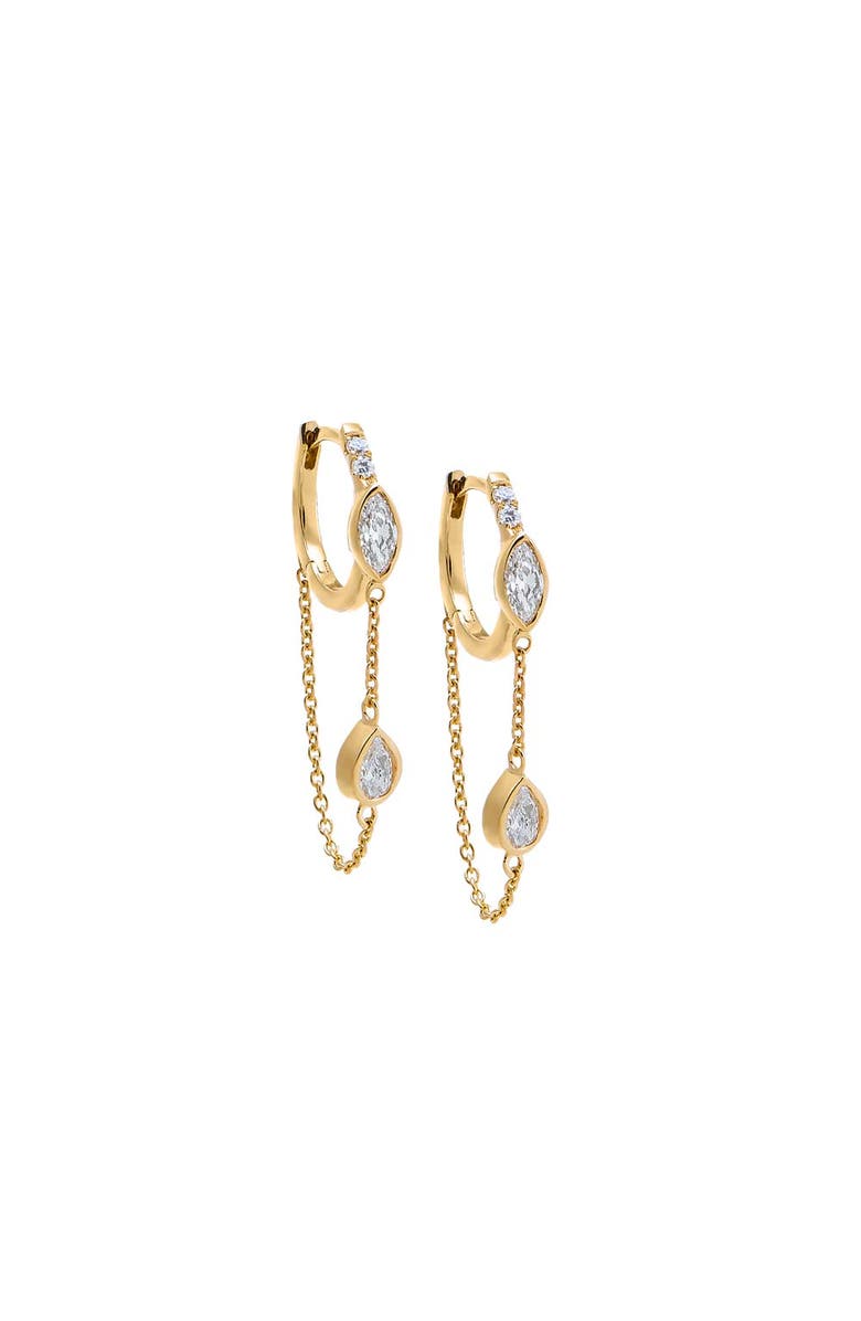 BY ADINA EDEN Lab Grown Diamond Chain Drop Chain Huggie Earring 14K, Main, color, 14K Gold