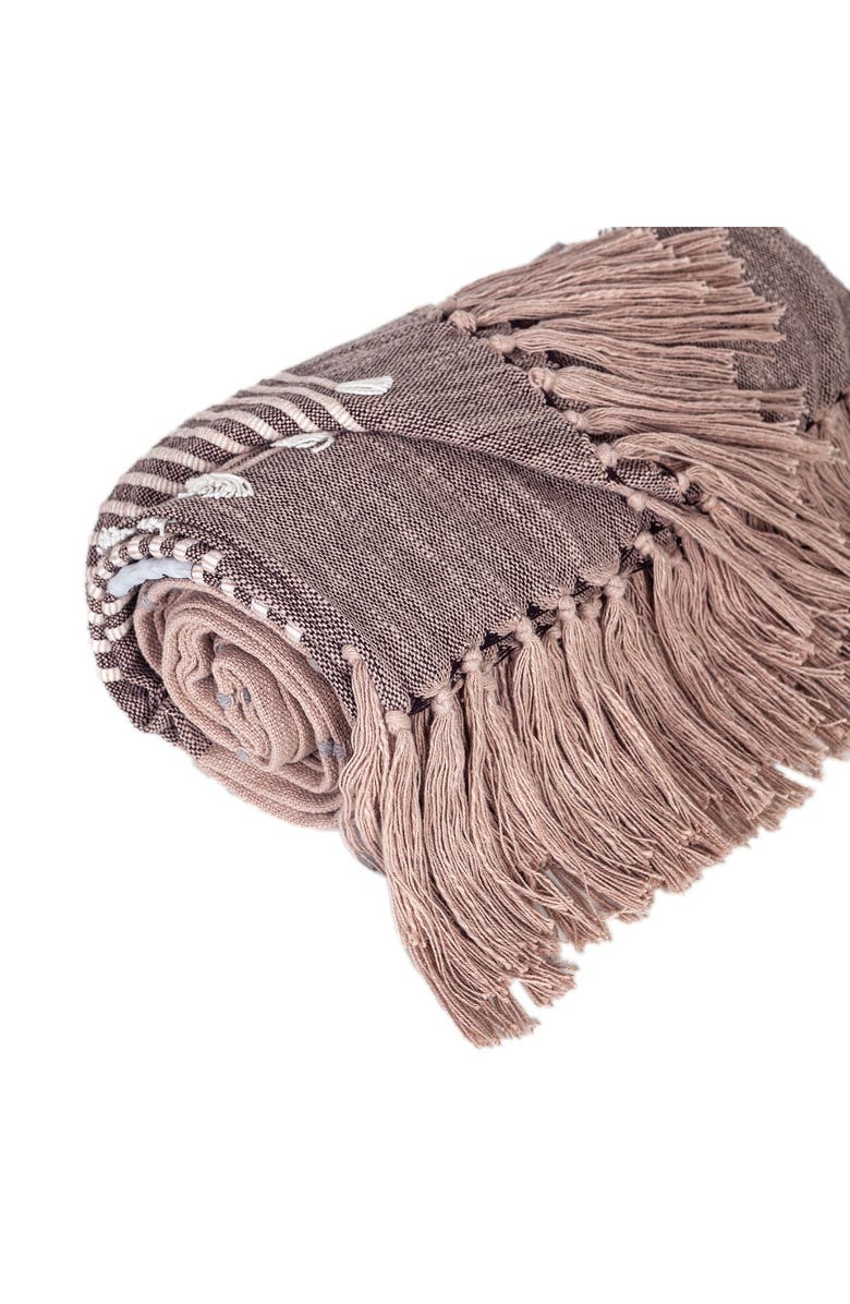 PARKLAND COLLECTION Adonia Fringe Throw Blanket, Alternate, color, Grey Brown