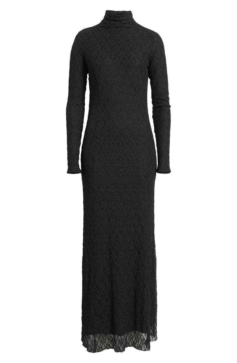 rag & bone Ellie Lace Long Sleeve Turtleneck Maxi Dress, Alternate, color, Black