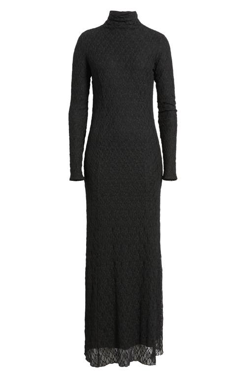 Rag & Bone Ellie Lace Long Sleeve Turtleneck Maxi Dress In Black