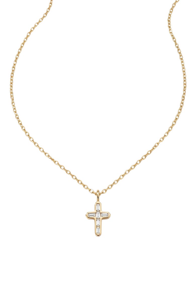 Baguette Cross Necklace, Main, color, GOLD