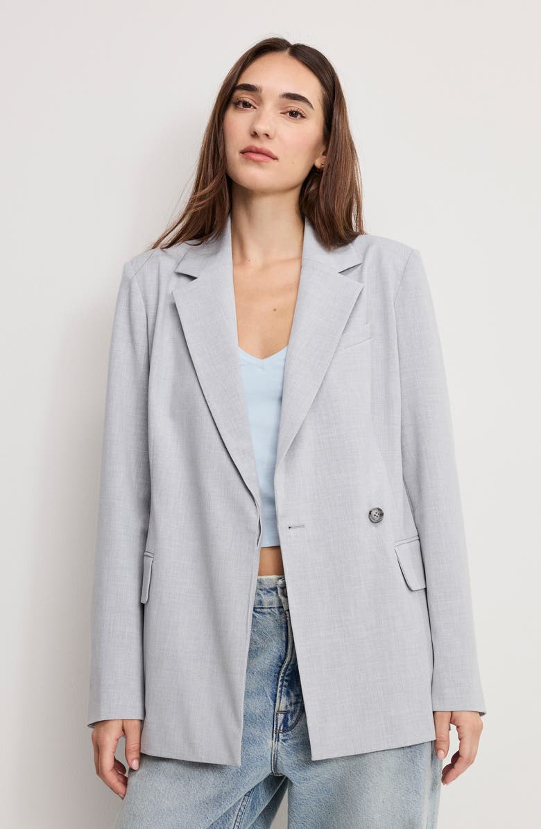 Good American Essential Belted Suit Blazer, Alternate, color, Crosshatch Grey