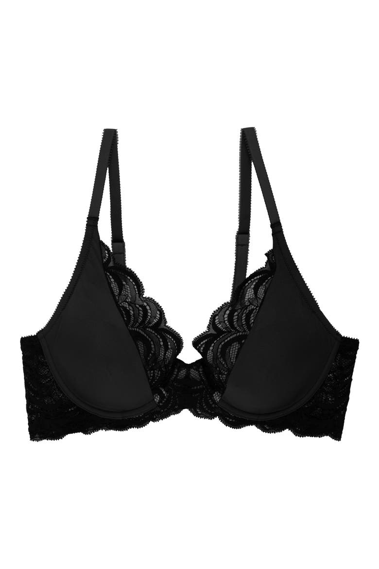 Persuasion Lace Convertible Plunge T-Shirt Bra, Alternate, color, BLACK