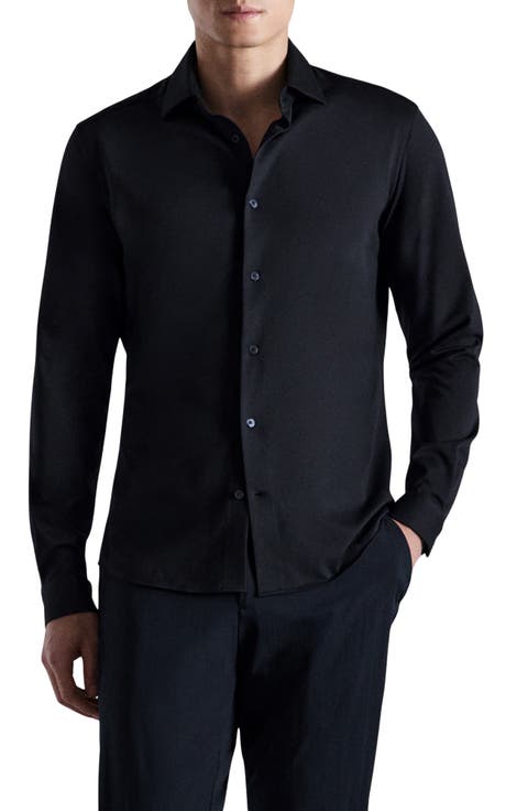 Slim Fit Cotton Blend Button-Up Shirt