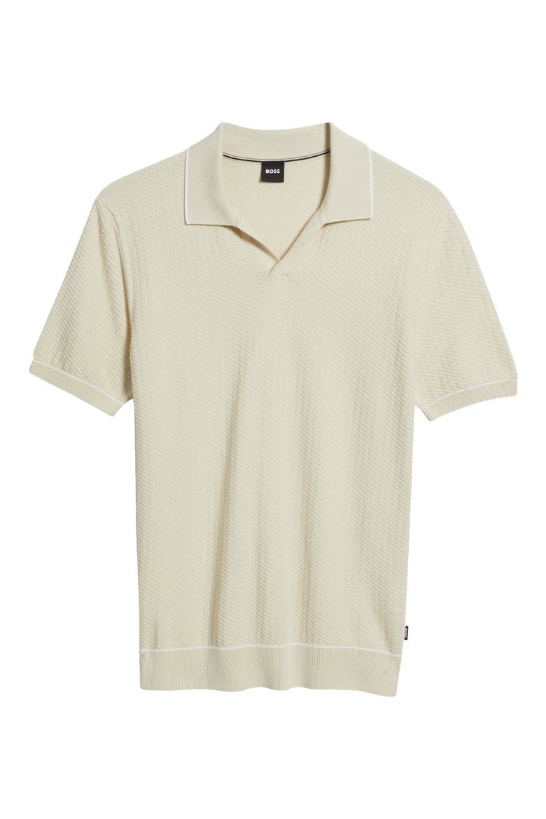 Isello Tipped Polo Sweater, Alternate, color, OPEN WHITE