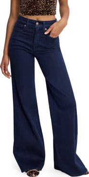 Good American Good Waist High Waist Wide Leg Palazzo Jeans