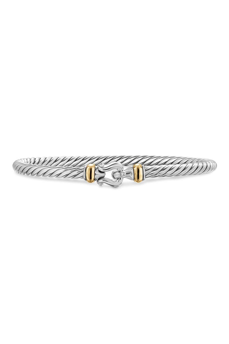 Cable Flex Buckle Bracelet in Sterling Silver with 14K Yellow Gold, Main, color, SILVER