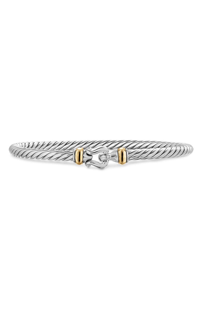Cable Flex Buckle Bracelet in Sterling Silver with 14K Yellow Gold