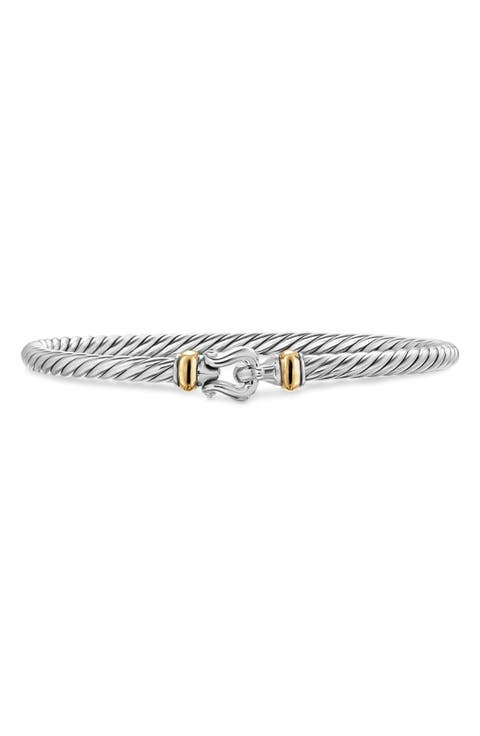 Cable Flex Buckle Bracelet in Sterling Silver with 14K Yellow Gold
