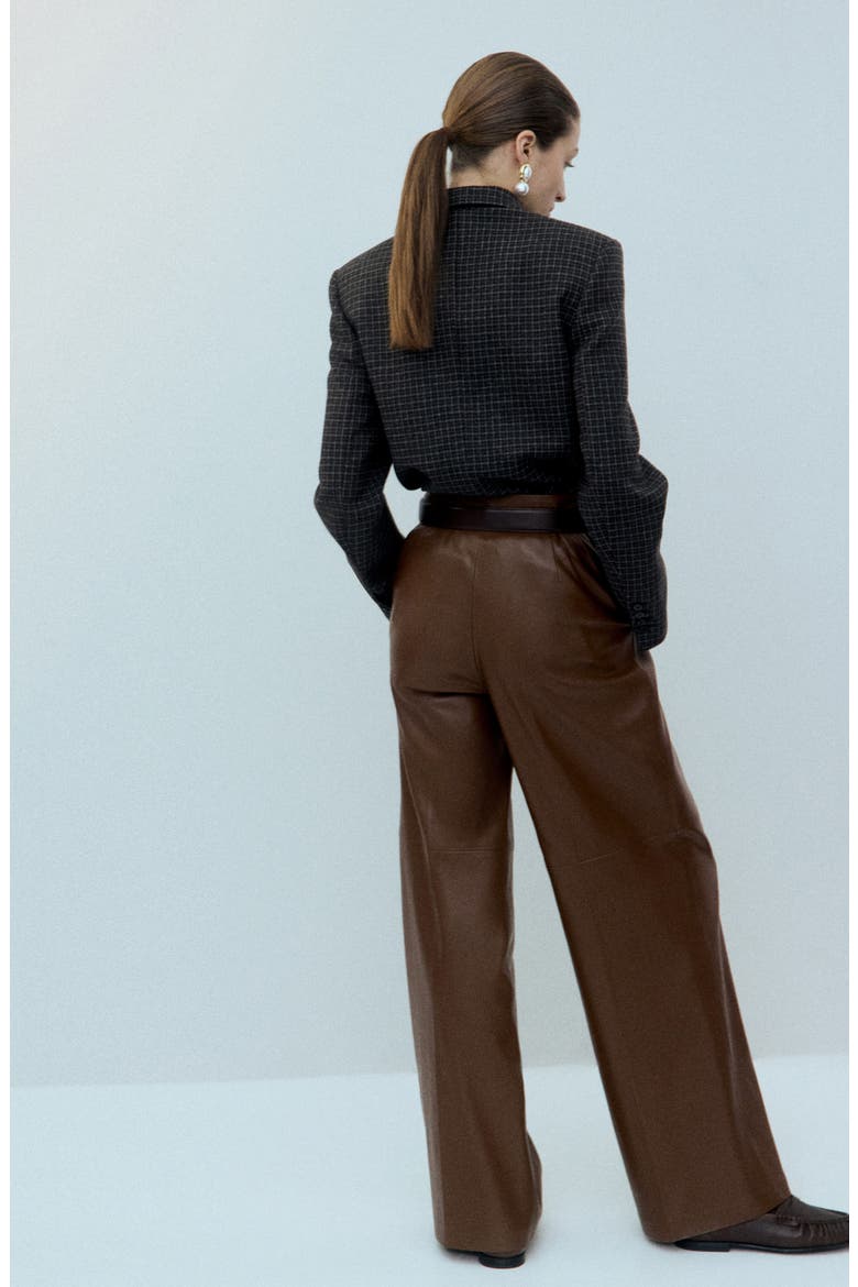 Riga Faux Leather Wide Leg Pants, Alternate, color, MEDIUM BROWN