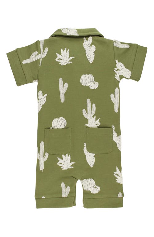 Shop L'ovedbaby Print Organic Cotton Pocket Romper In Sage Cactus