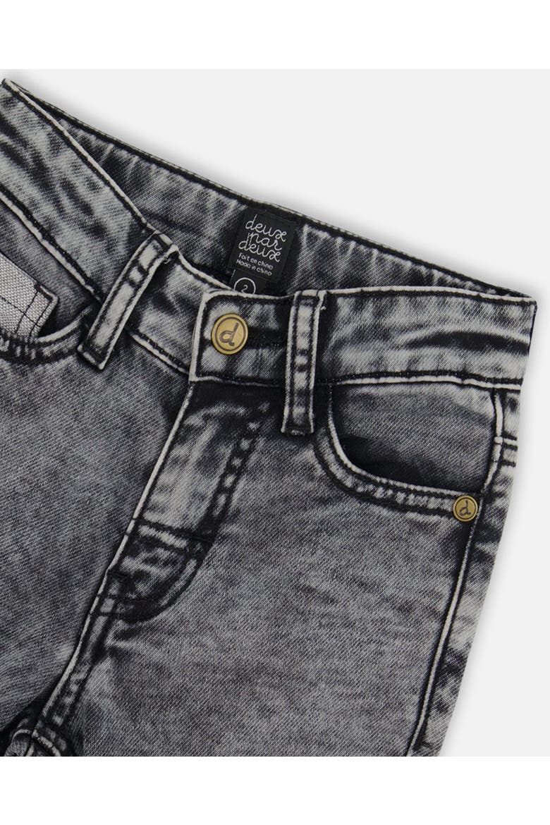Boy's French Terry Black Denim Pants With Contrasting Patch, Alternate, color, Black Denim Textured