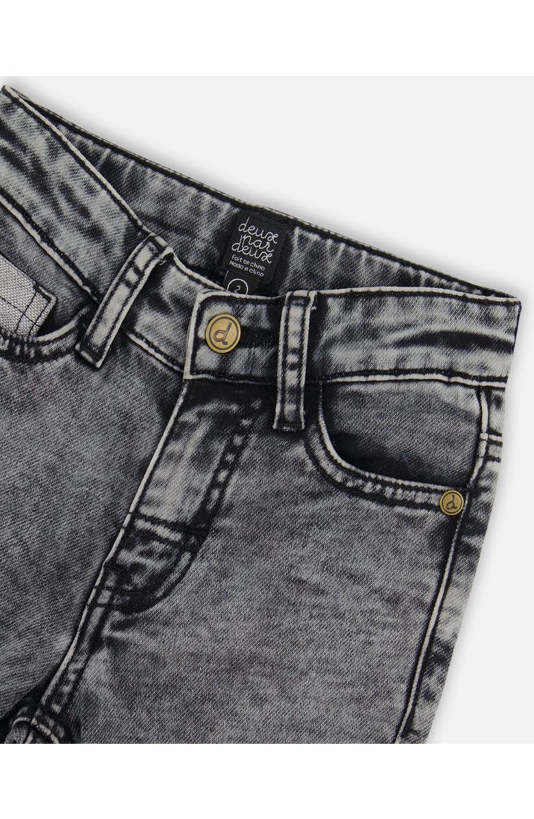 Deux par Deux Boy's French Terry Black Denim Pants With Contrasting Patch, Alternate, color, 