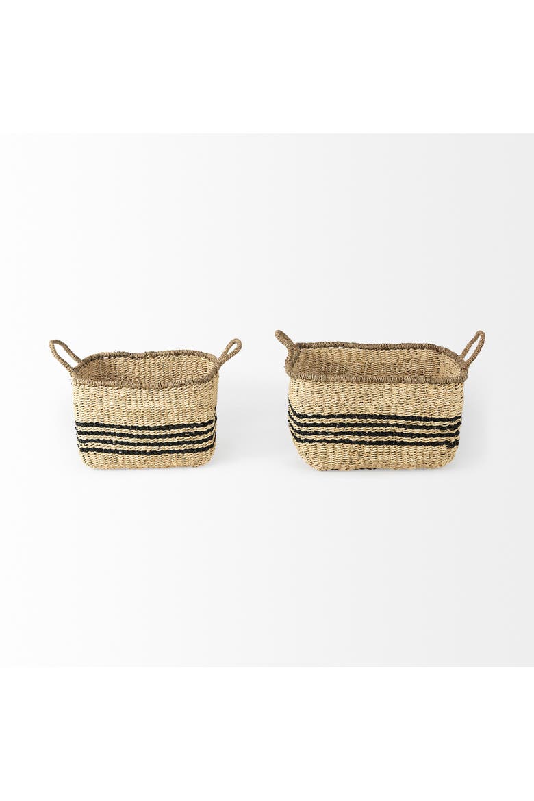 Emma Set of 2 Seagrass Rectangular Basket, Alternate, color, Brown