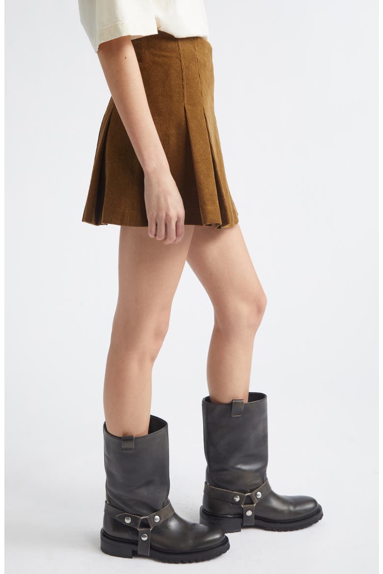 Journey Pleated Corduroy Miniskirt, Alternate, color, AMBER HONEY
