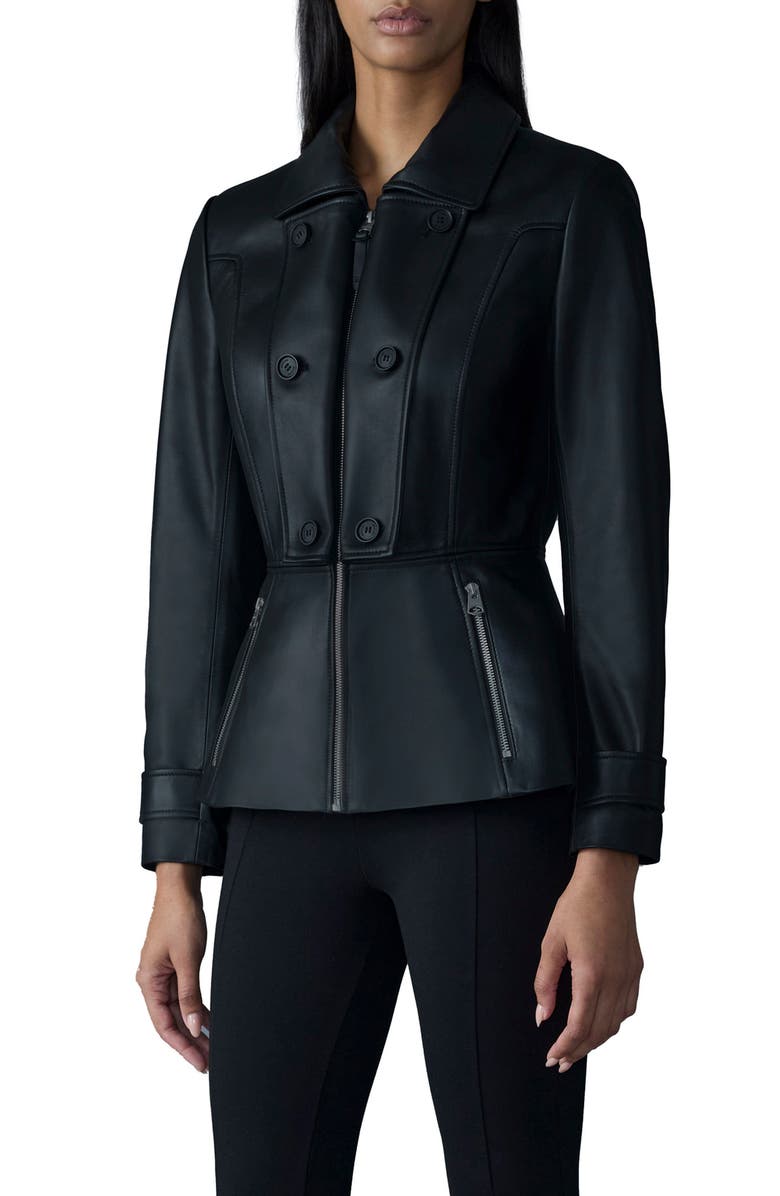 Mackage Barbara Leather Peplum Jacket, Main, color,