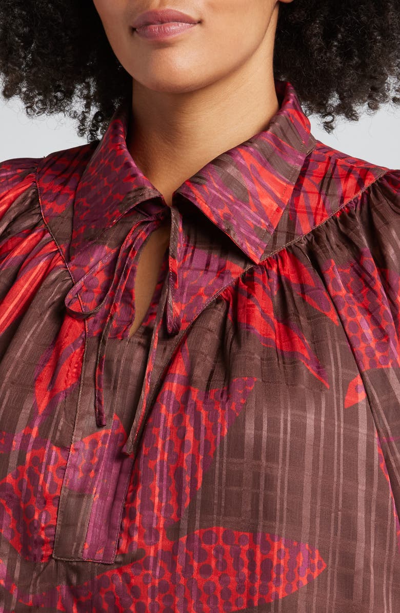 CIEBON Elisa Long Sleeve Minidress, Alternate, color, Cocoa/ Red