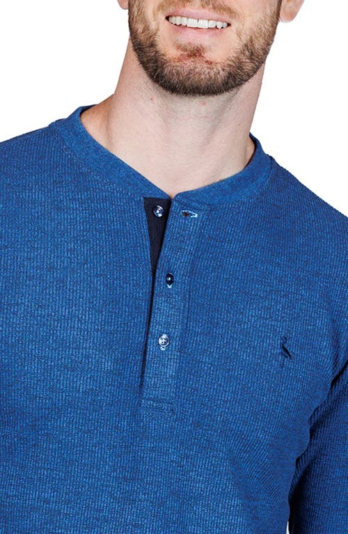 Tailorbyrd Cozy Waffle Knit Long Sleeve Henley In Blue