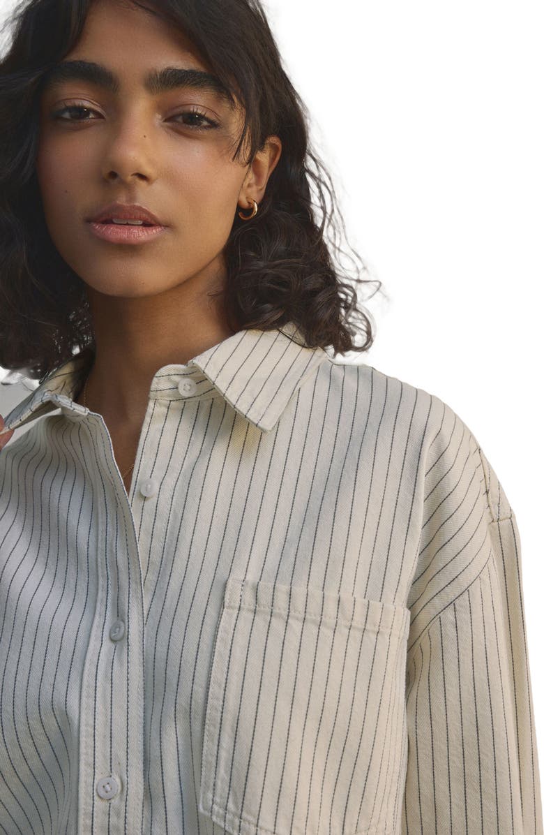 NEXT Stripe Oversize Button-Up Shirt, Alternate, color, White