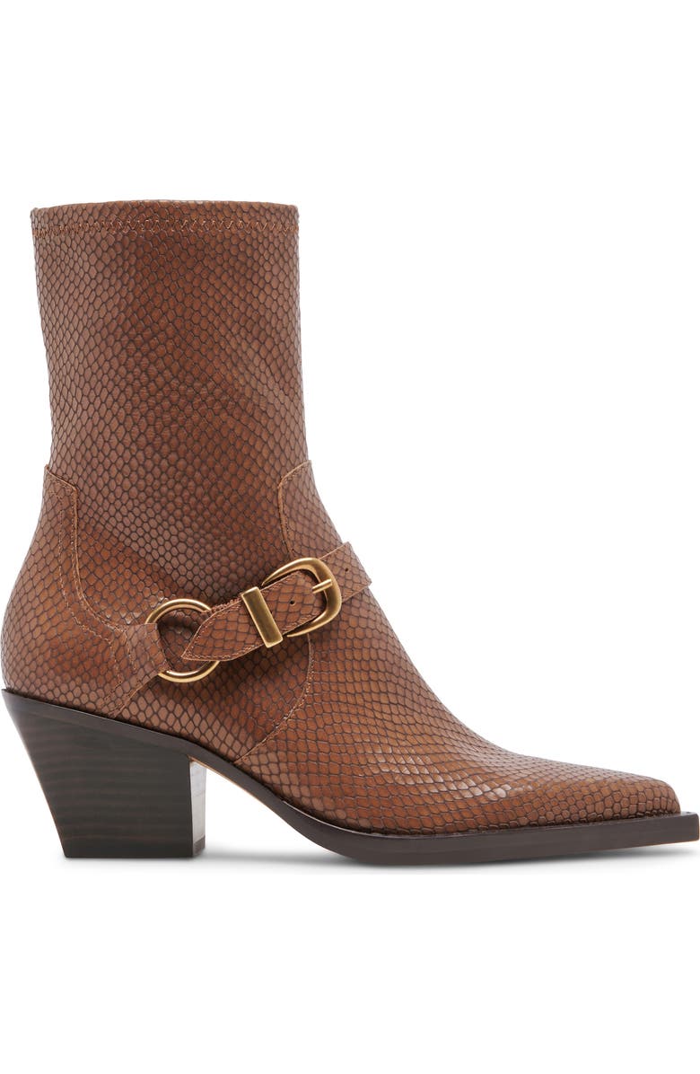 Dolce Vita Rave Pointed Toe Bootie, Alternate, color, Saddle Embossed Leather