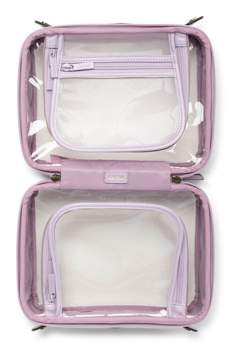 Medium Clear Cosmetics Case, Alternate, color, LAVENDER