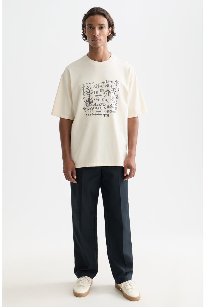 Cross-Stitched Artwork Cotton T-Shirt, Alternate, color, EGGNOG