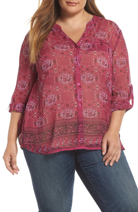 Jasmine Roll Sleeve Top (Plus Size)