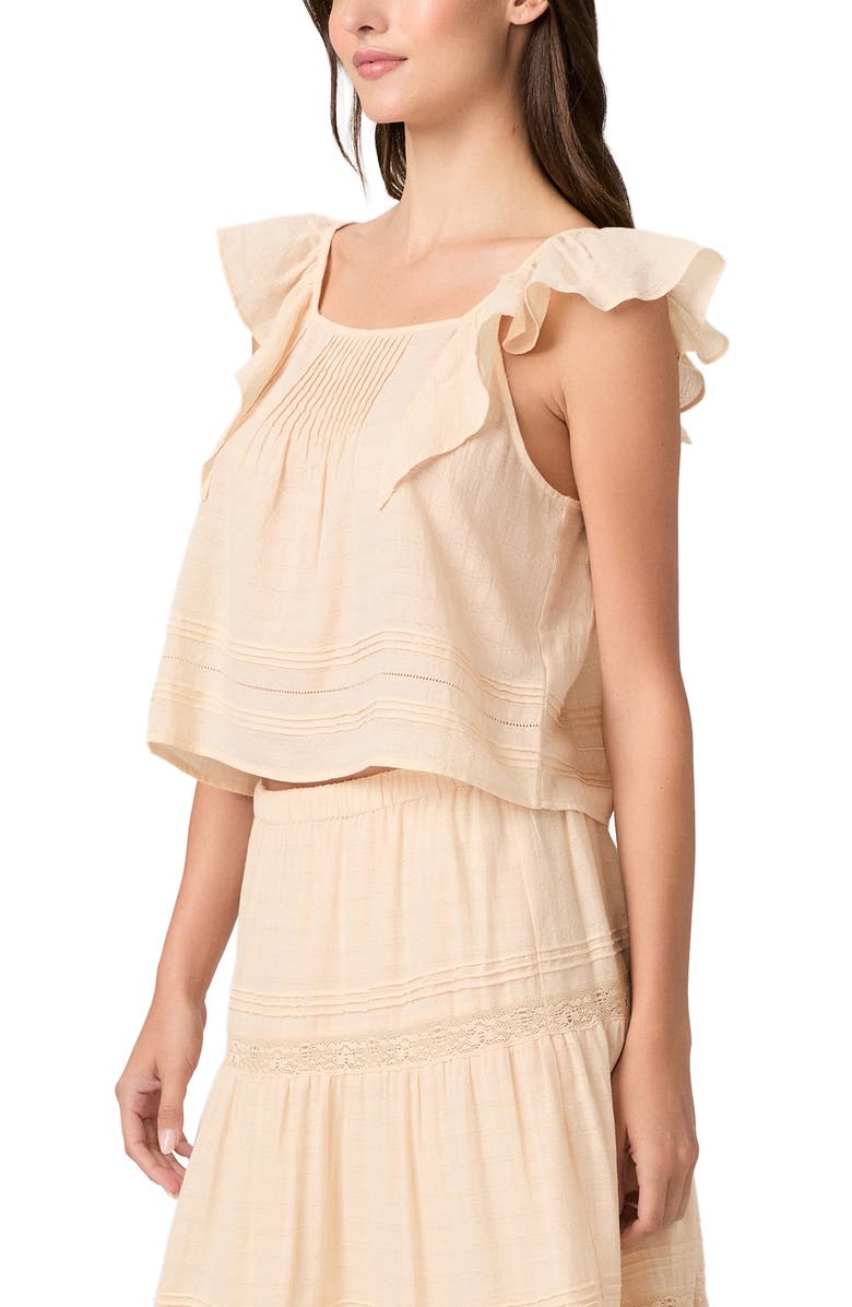 PAIGE Oaks Pintuck Ruffle Top, Alternate, color, Light Peach