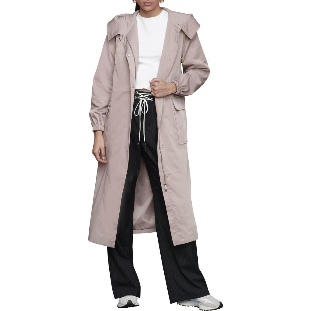 Avec Les Filles Hooded Water Resistant Longline Anorak In Pink