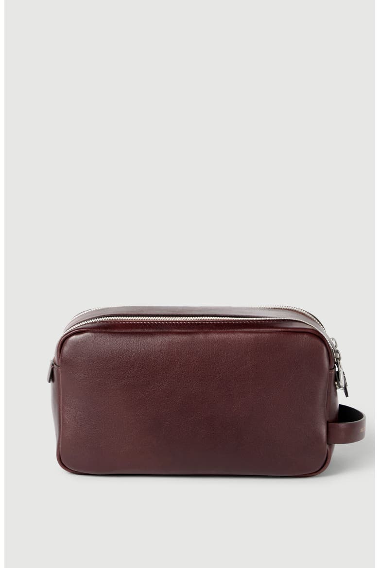 Calfskin beauty case with double zipper, Alternate, color, Burgundy
