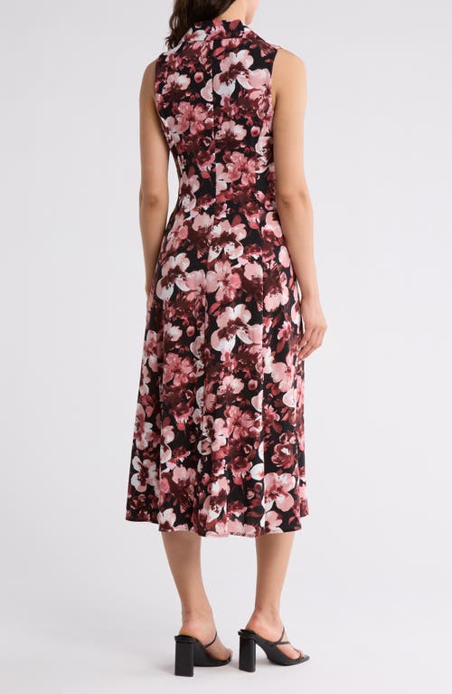 Connected Apparel Scrunch Bodice Midi Dress In Rosewood