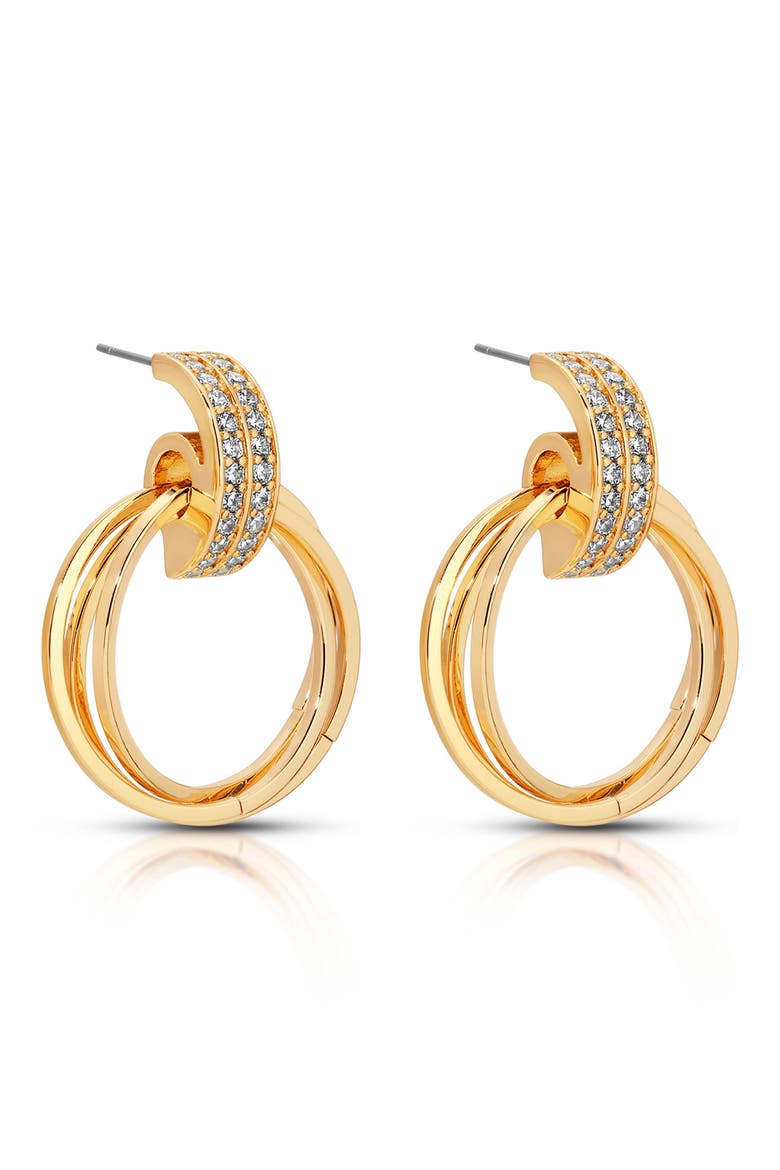 Knot Pavé Drop Earrings, Alternate, color, GOLD
