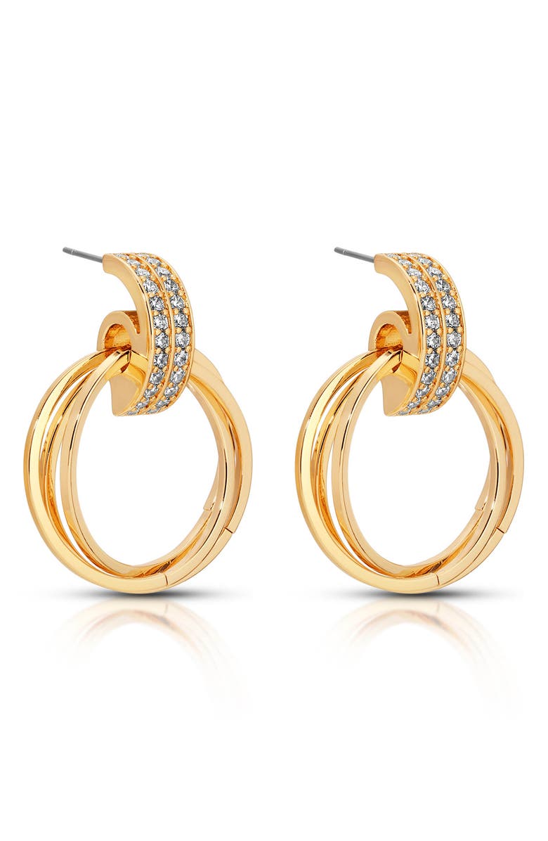 Ettika Knot Pavé Drop Earrings, Alternate, color, Gold