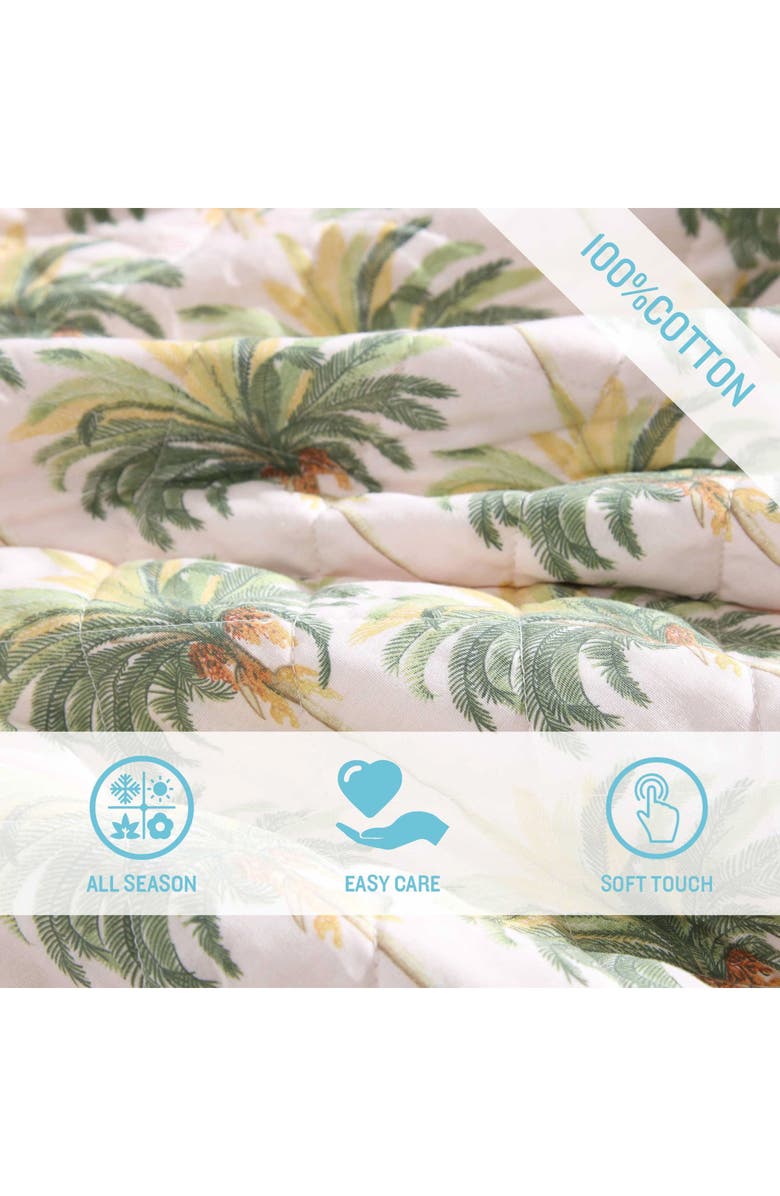 Tommy Bahama Santiago Palm Print Reversible Cotton Quilt Set, Alternate, color, Pink