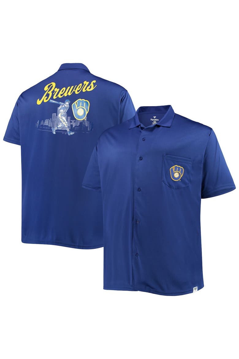 Men's Royal Milwaukee Brewers Big & Tall Button-Up Shirt, Main, color, Royal