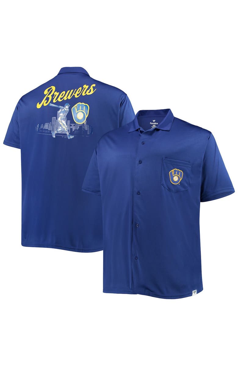 PROFILE Men's Royal Milwaukee Brewers Big & Tall Button-Up Shirt, Main, color,
