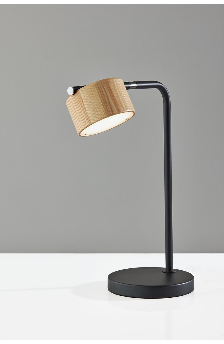ADESSO LIGHTING Roman LED Desk Lamp, Alternate, color, Black / Natural Wood