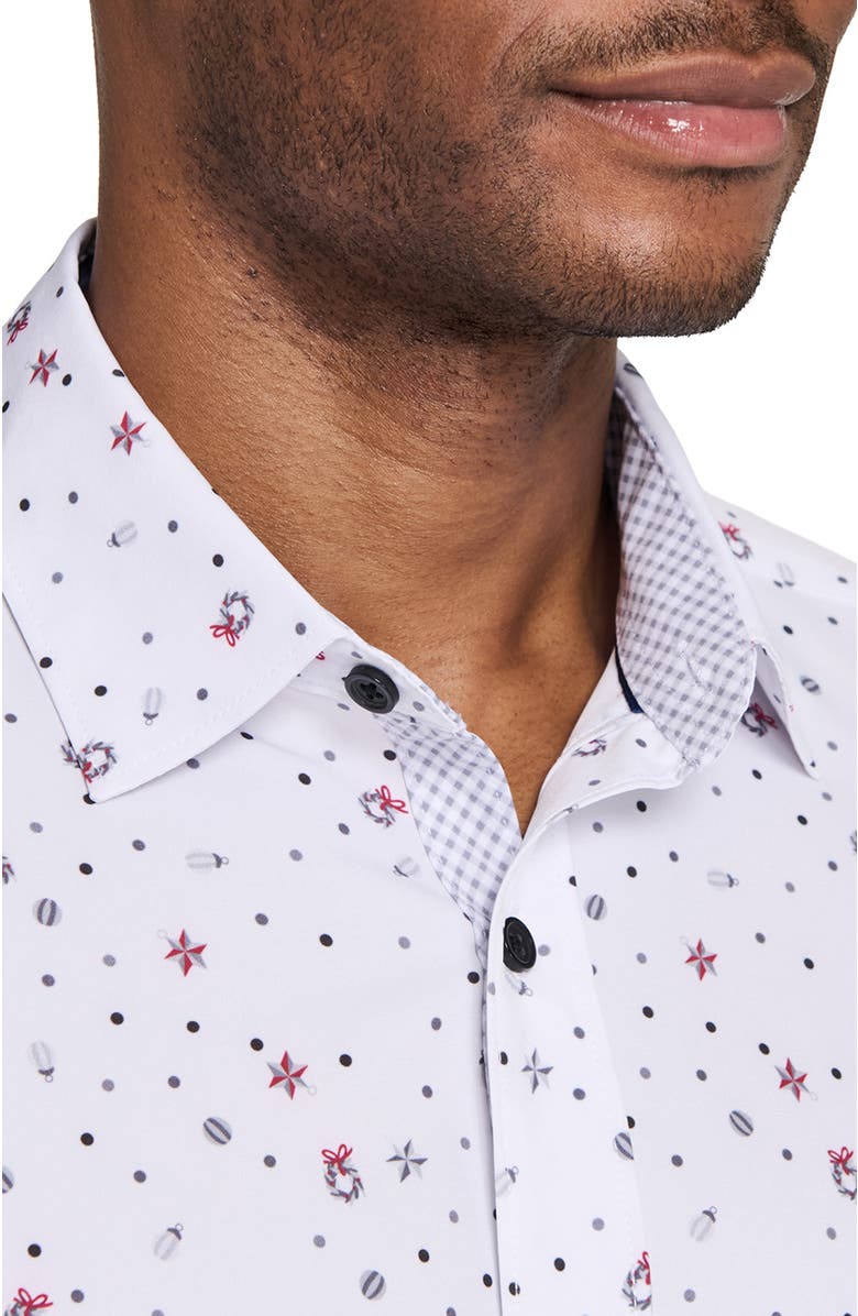 CONSTRUCT Wreath And Ornament Woven Long Sleeve Basic, Alternate, color, White/Red