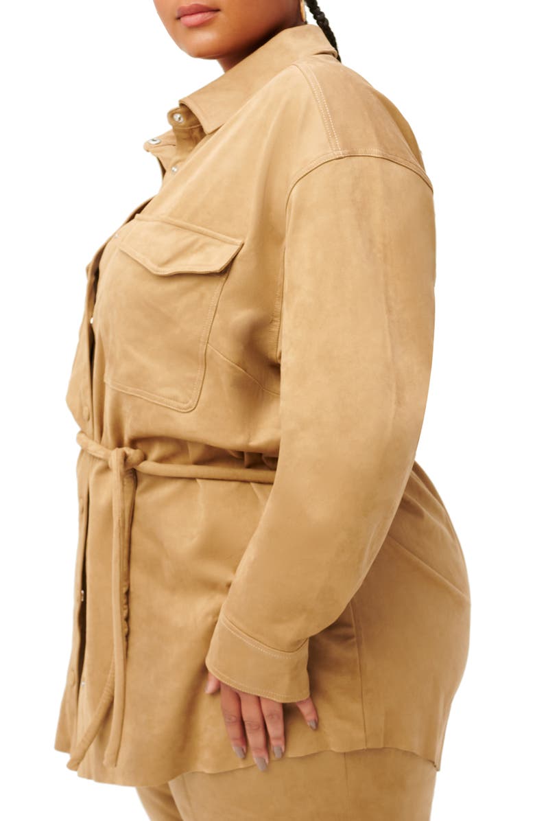 Good American Belted Shirt Jacket, Alternate, color,