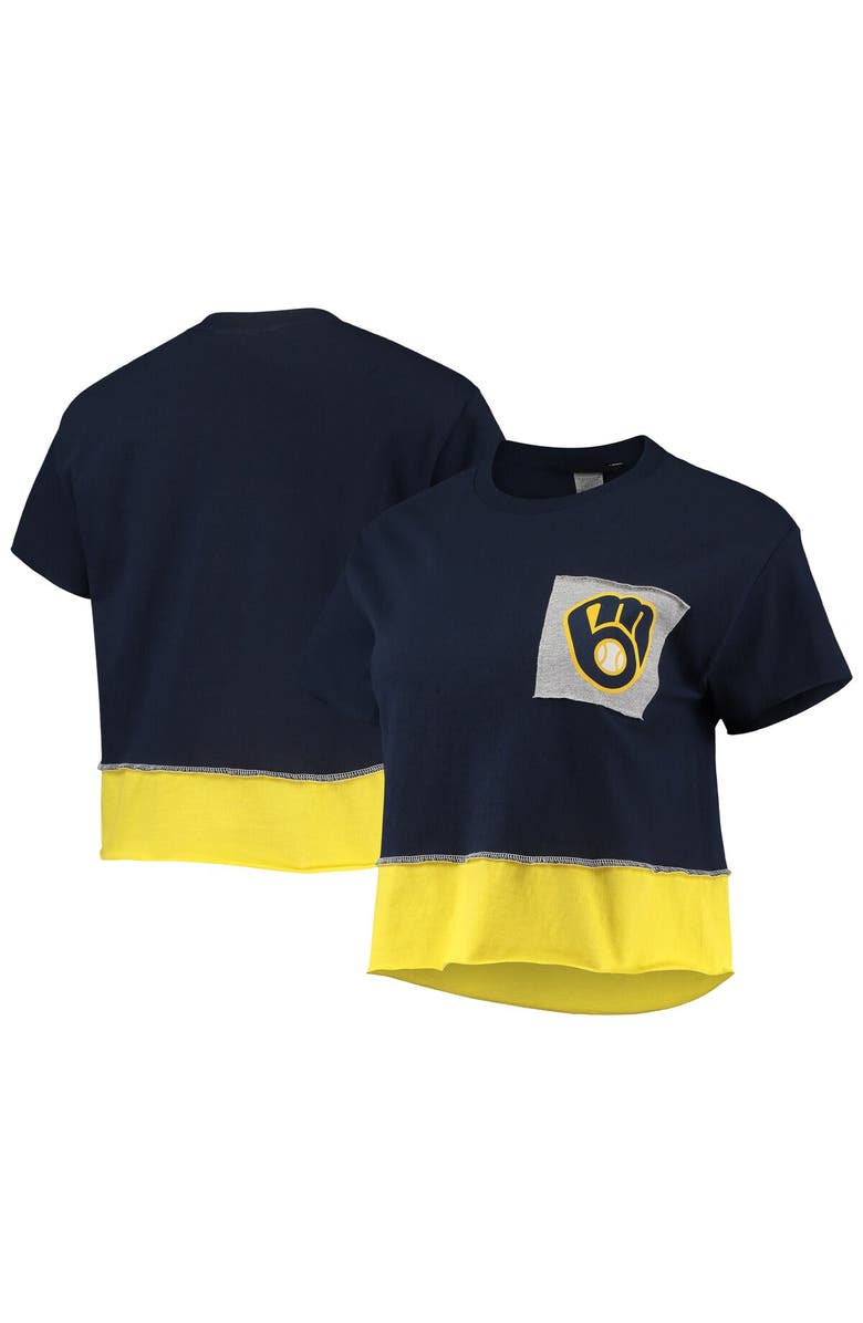 REFRIED APPAREL Women's Refried Apparel Navy Milwaukee Brewers Cropped T-Shirt, Main, color, 