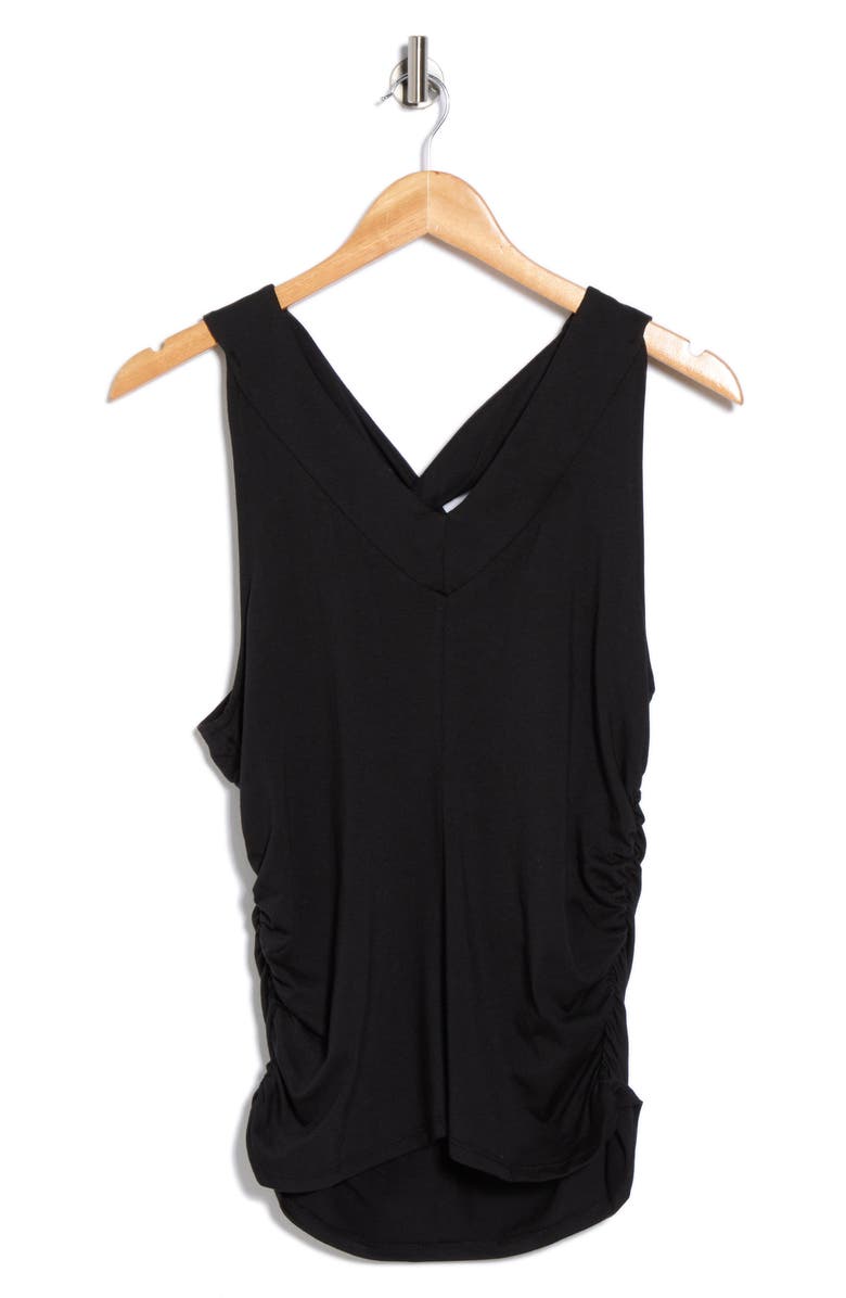 Robert Rodriguez Ondea Shirred Crossover Tank, Alternate, color, Black Beauty