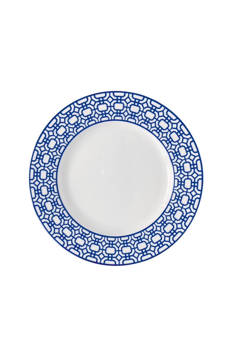 Caskata Newport Garden Gate Rimmed Dinner Plate - Porcelain - Set 4, Main, color, Blue